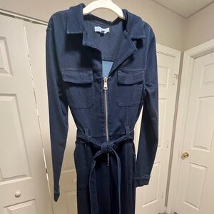 Denim Jumpsuit with Belt